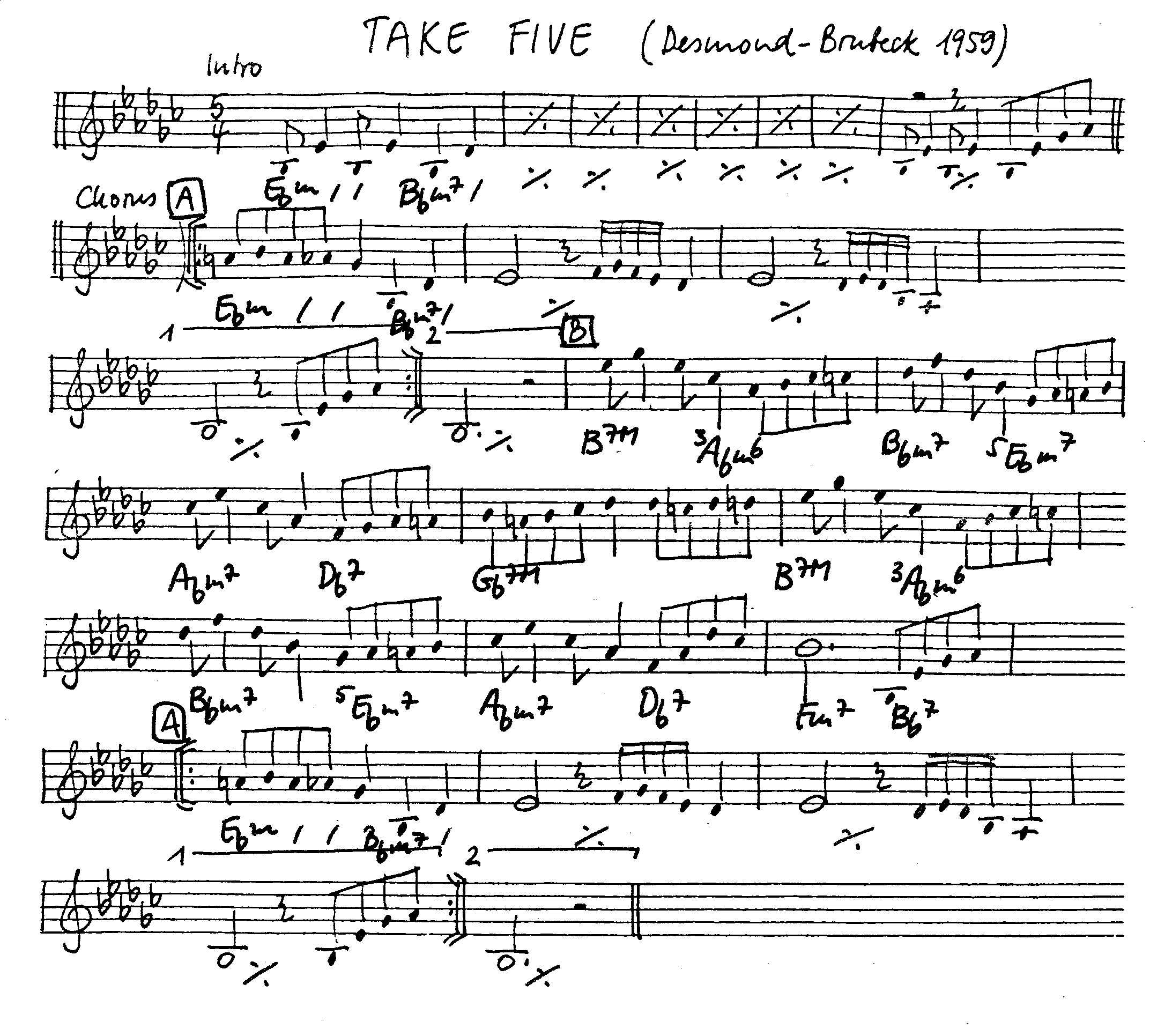 take five leadsheet – book us for your next 20s or gatsby event